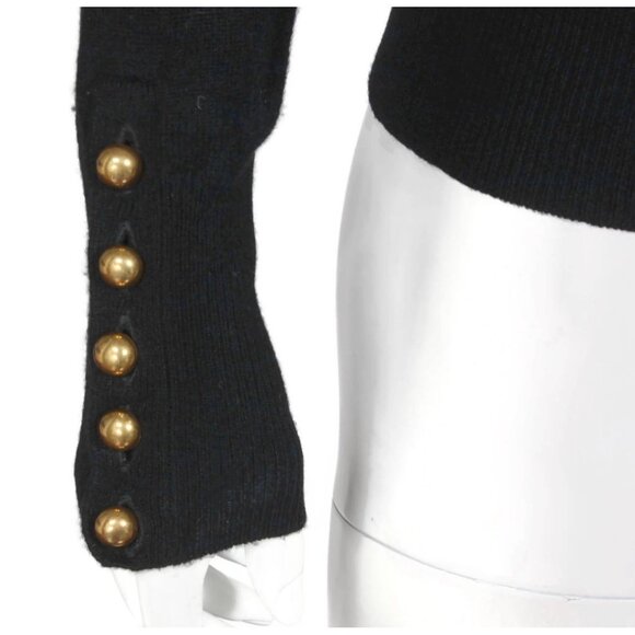 RALPH LAUREN 100% Cashmere Black Leather Shoulder Turtleneck Sweater size M /240 - Picture 6 of 9